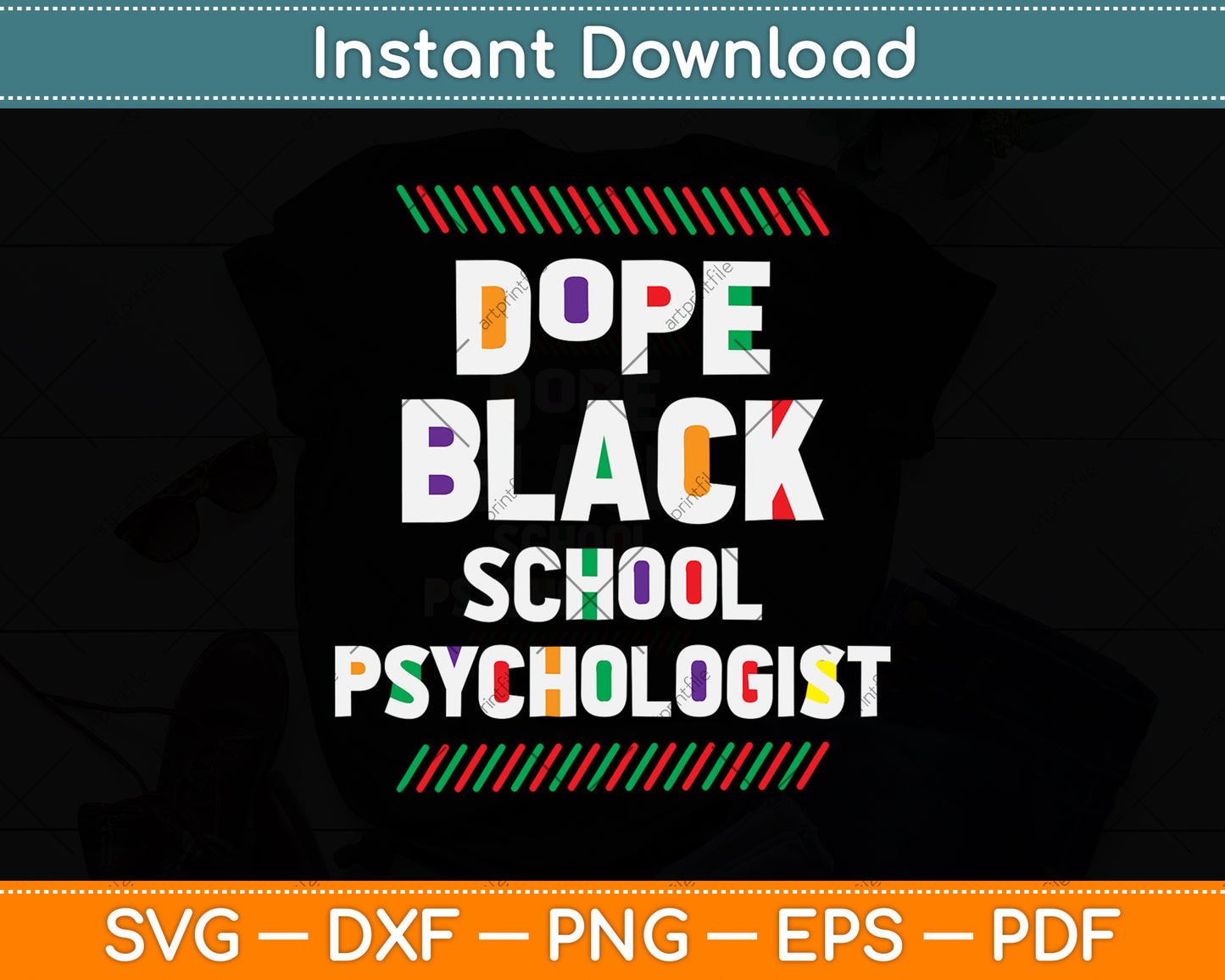 Dope Black School Psychologist African American Svg Png Dxf Digital Cutting File