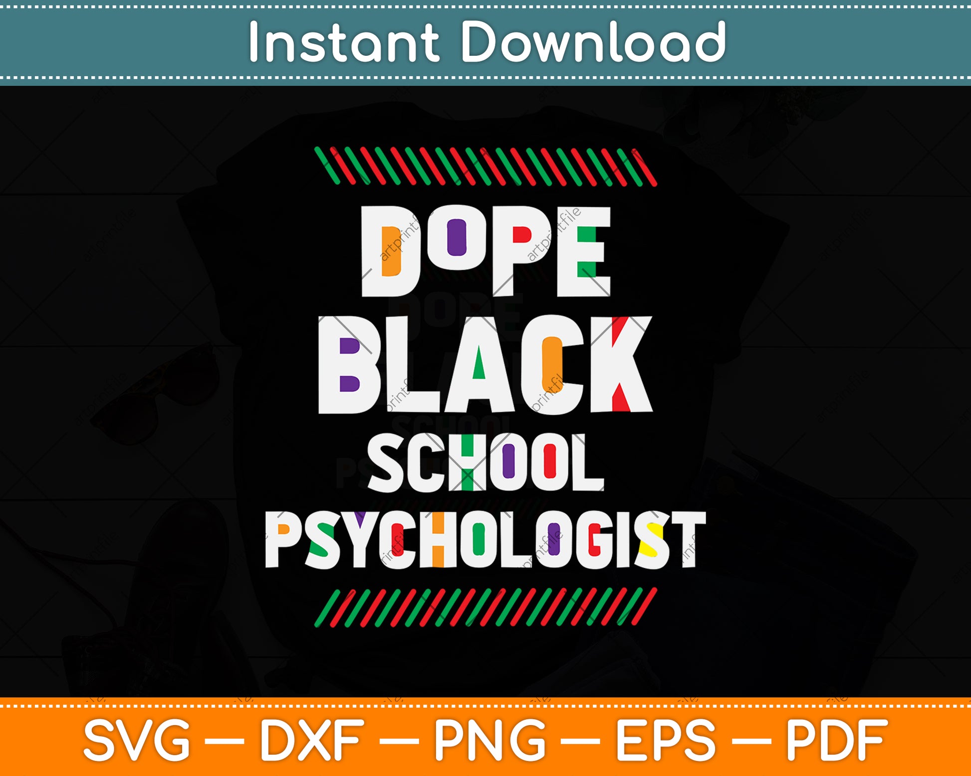 Dope Black School Psychologist African American Svg Png Dxf Digital Cutting File