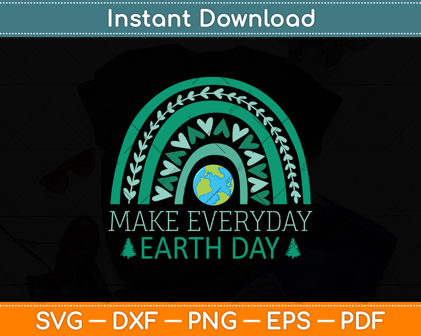 Earth Day Everyday Rainbow Svg Png Dxf Digital Cutting File