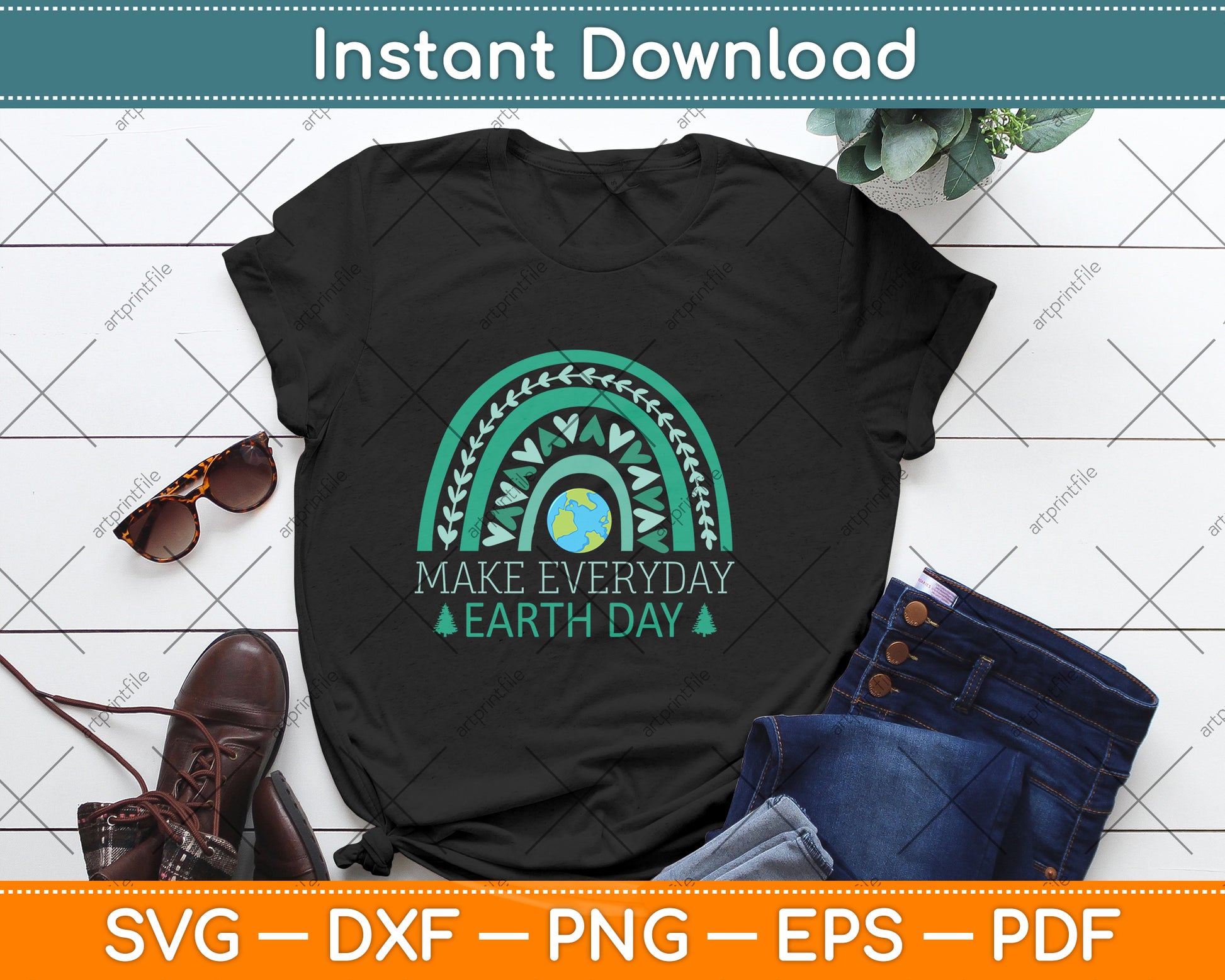 Earth Day Everyday Rainbow Svg Png Dxf Digital Cutting File