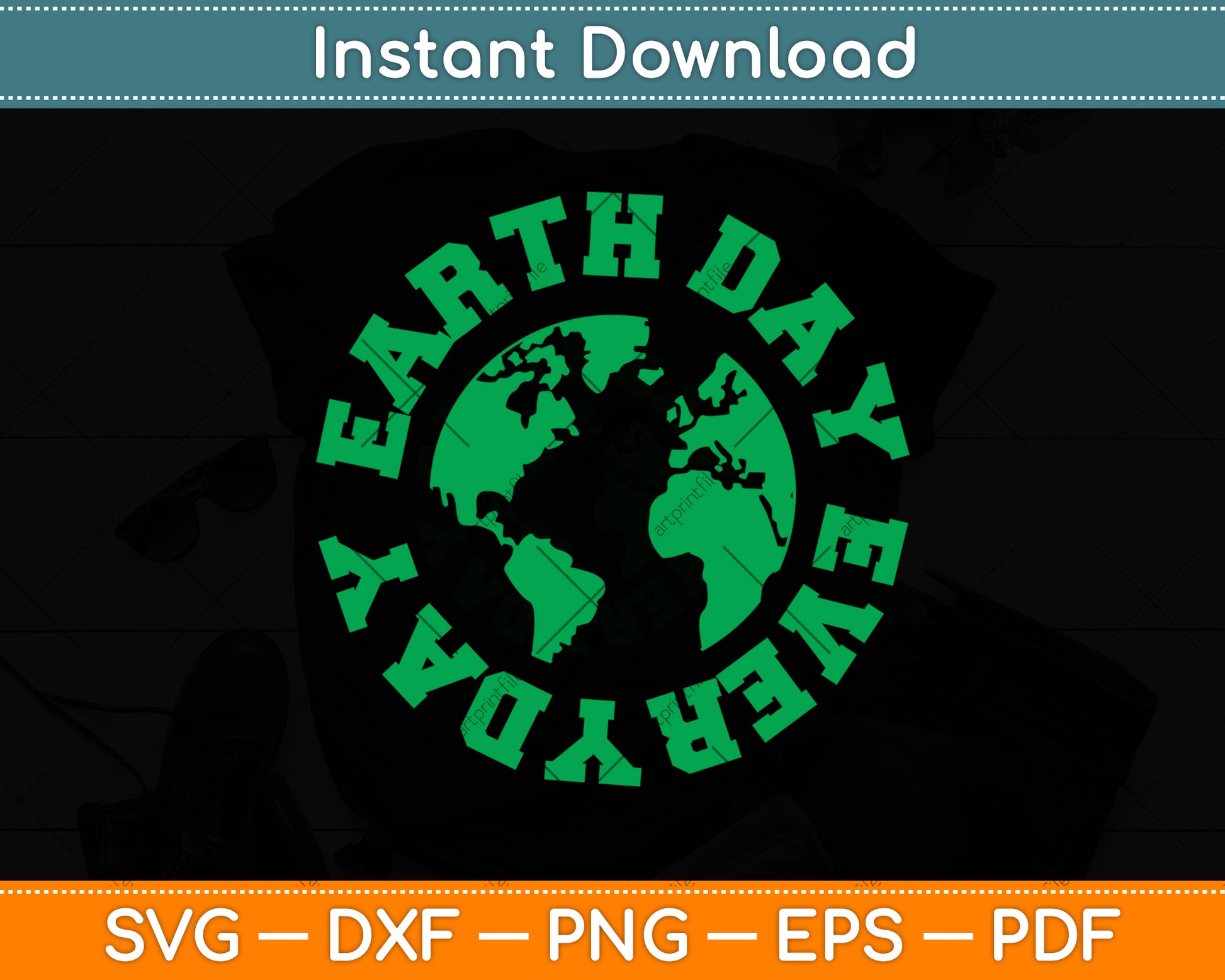 Earth Day Everyday Retro Svg Png Dxf Digital Cutting File