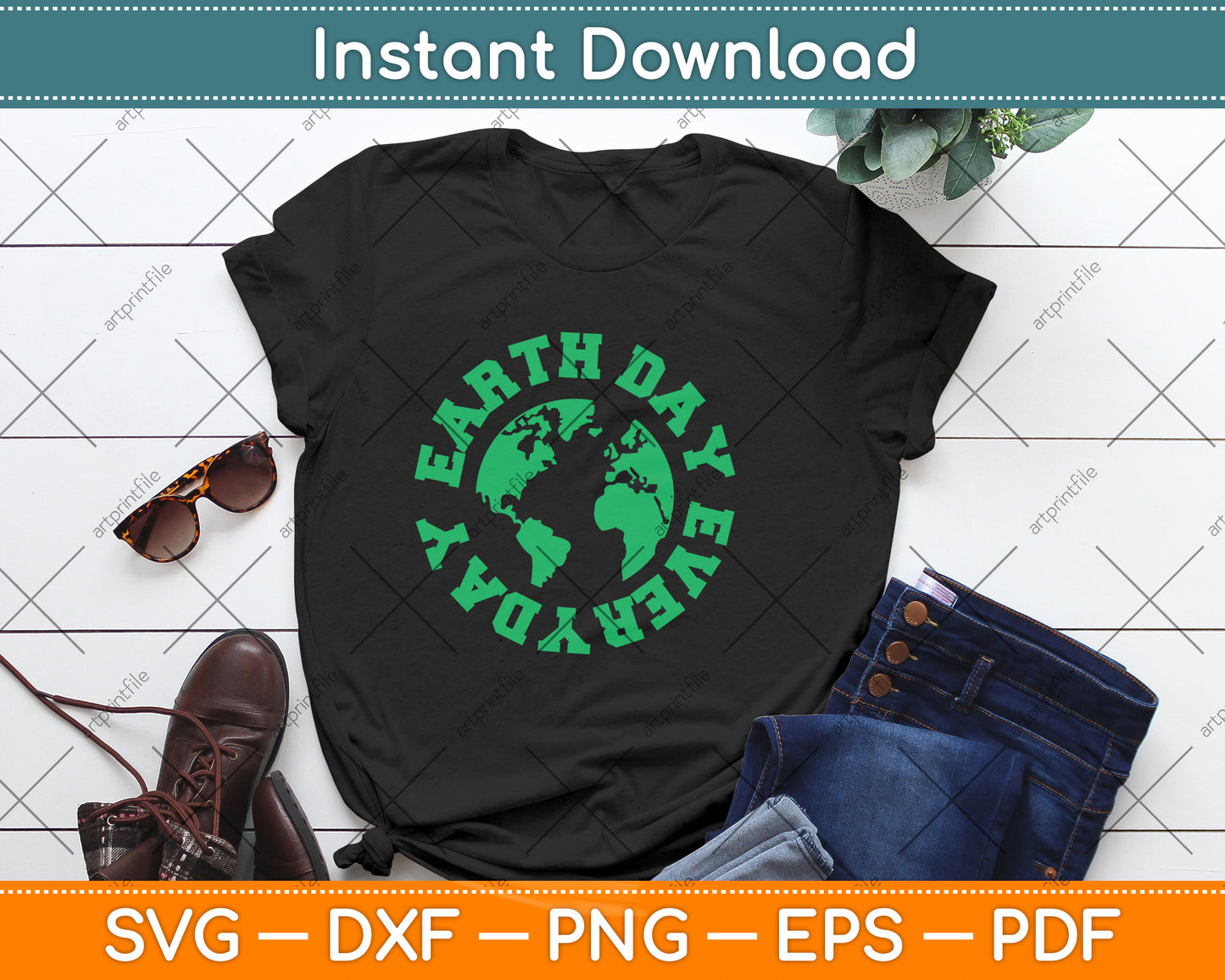 Earth Day Everyday Retro Svg Png Dxf Digital Cutting File