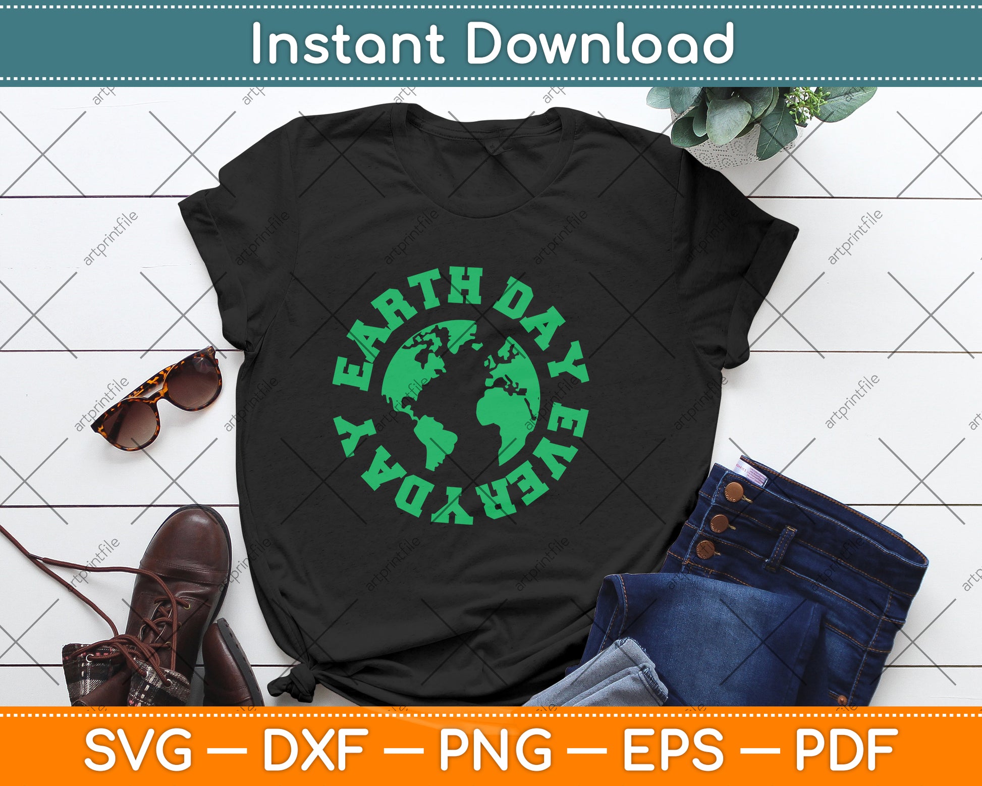 Earth Day Everyday Retro Svg Png Dxf Digital Cutting File