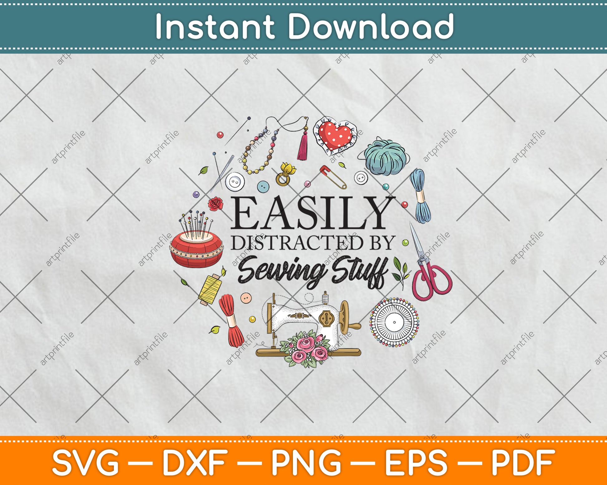 Easily Distracted By Sewing Stuff Funny Sewing Svg Png Dxf Digital Cutting File