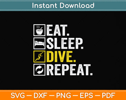 Eat Sleep Dive Repeat Diving Svg Png Dxf Digital Cutting File