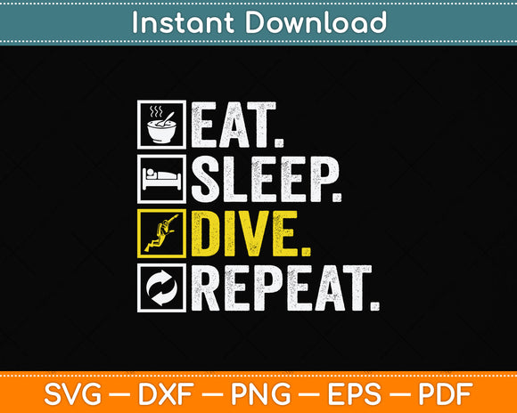 Eat Sleep Dive Repeat Diving Svg Png Dxf Digital Cutting File
