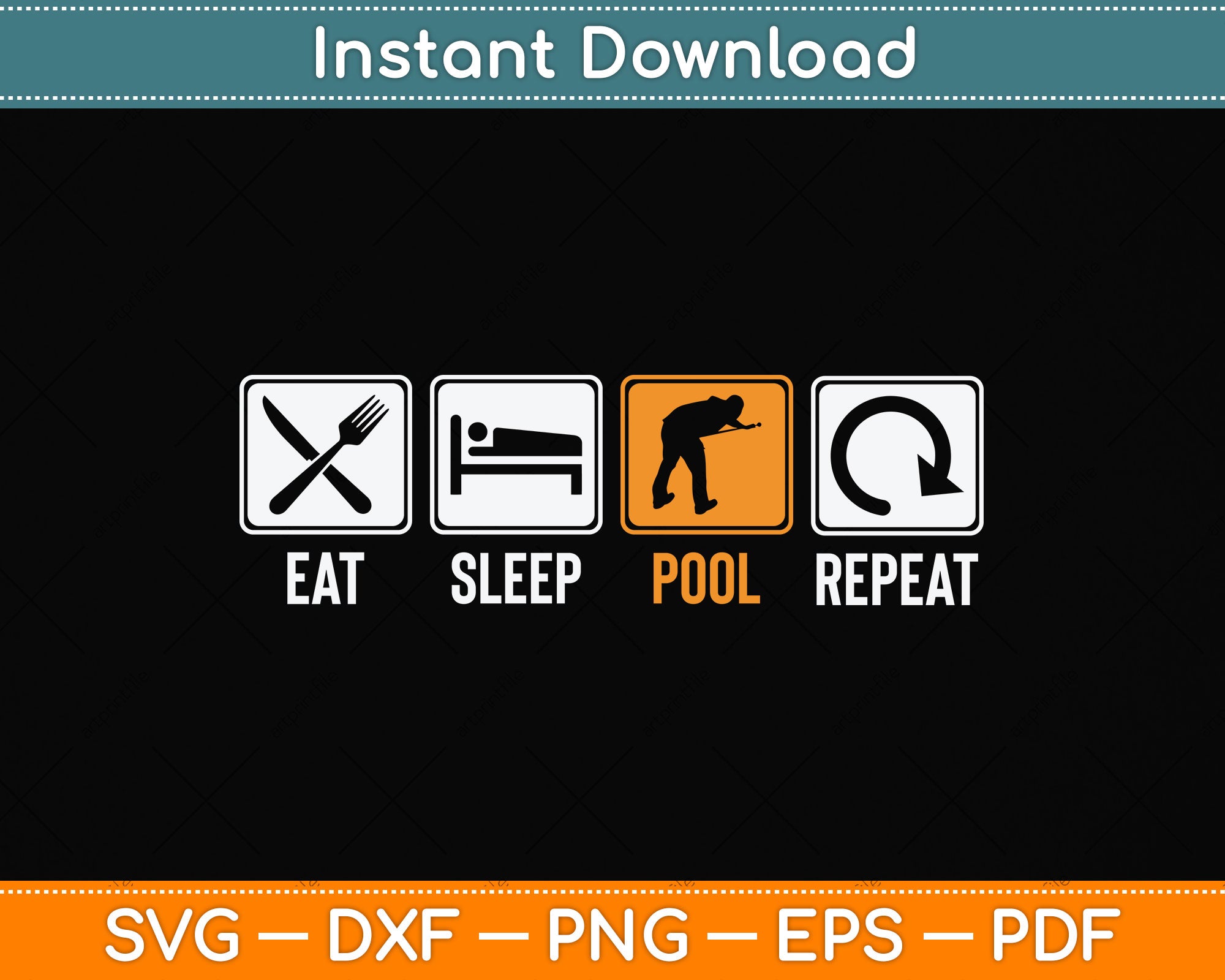Eat Sleep Pool Repeat Balls Pool Snooker Player Billiards Svg Cut File ...