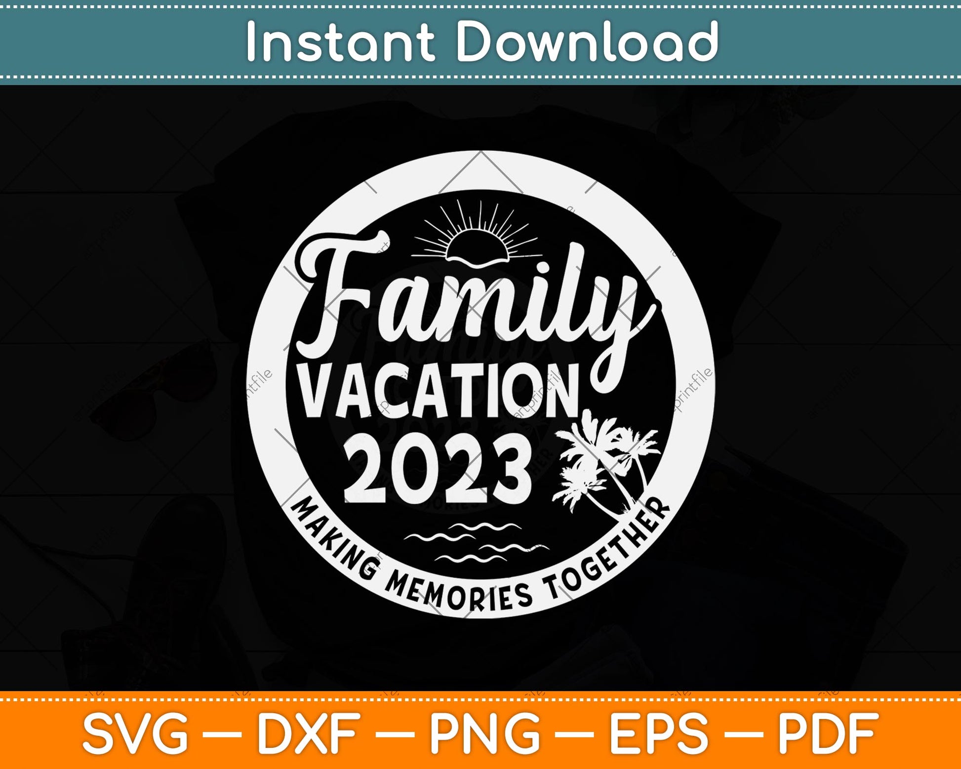 Family Trip Summer Vacation Beach 2023 Vintage Lover Svg Png Dxf Digital Cutting File