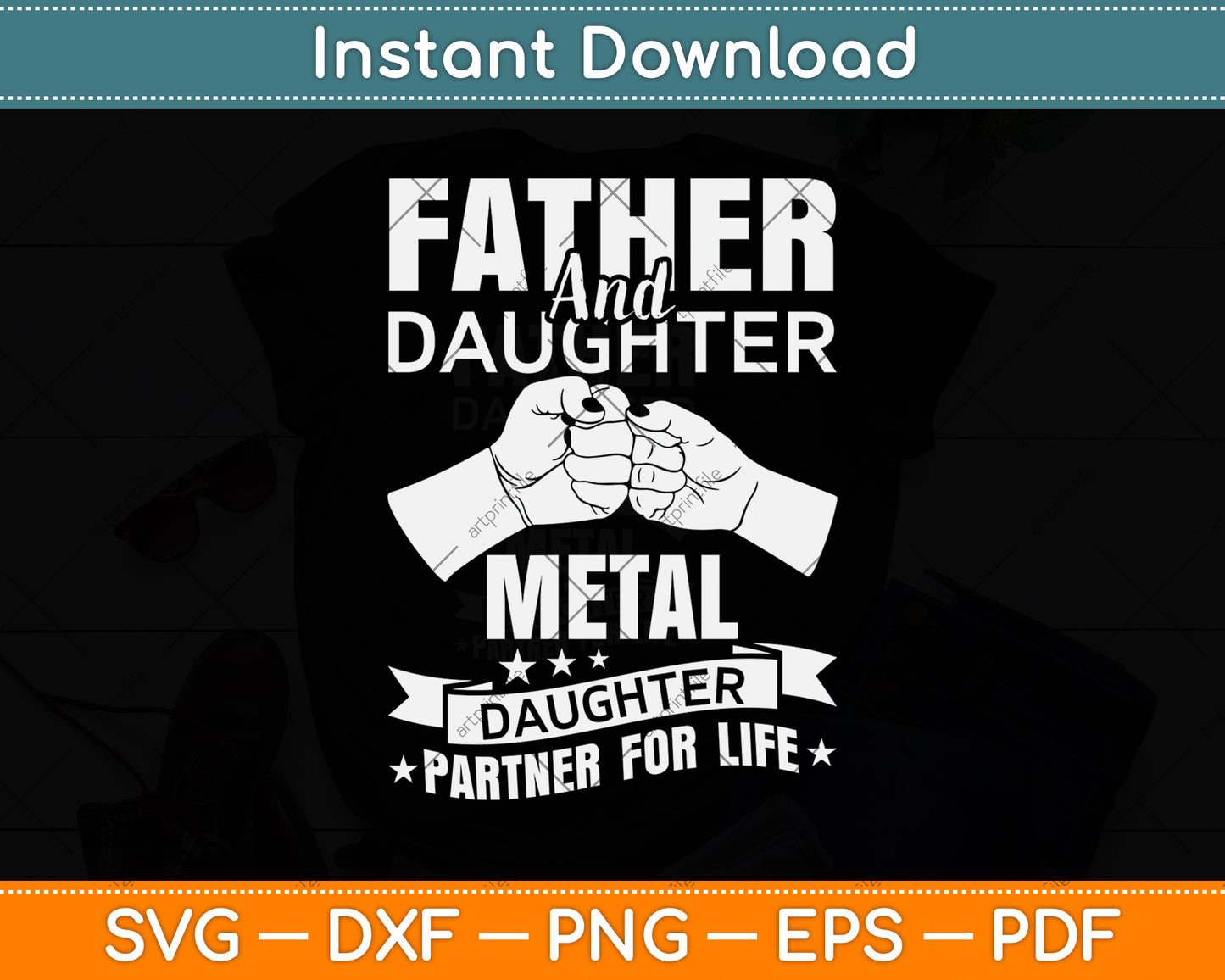 Father & Daughter Metal Detecting Partner For Life Svg Png Dxf Digital Cutting File