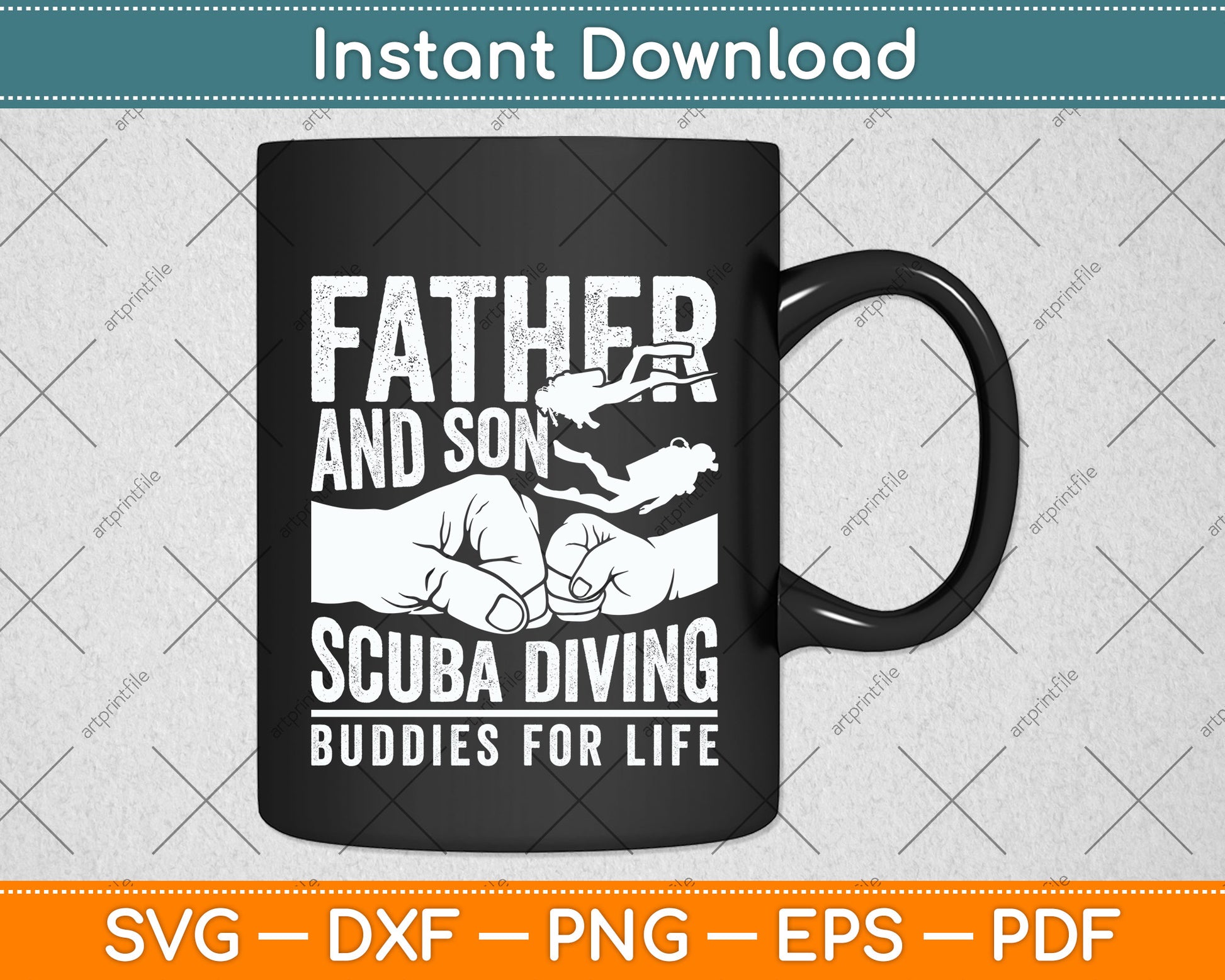 Father and Son Scuba Diving Buddies For Life Svg Png Dxf Digital Cutting File