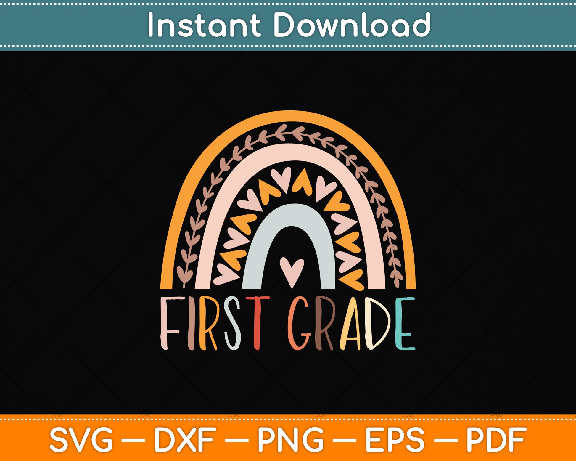 First Grade Rainbow Svg Png Dxf Digital Cutting File