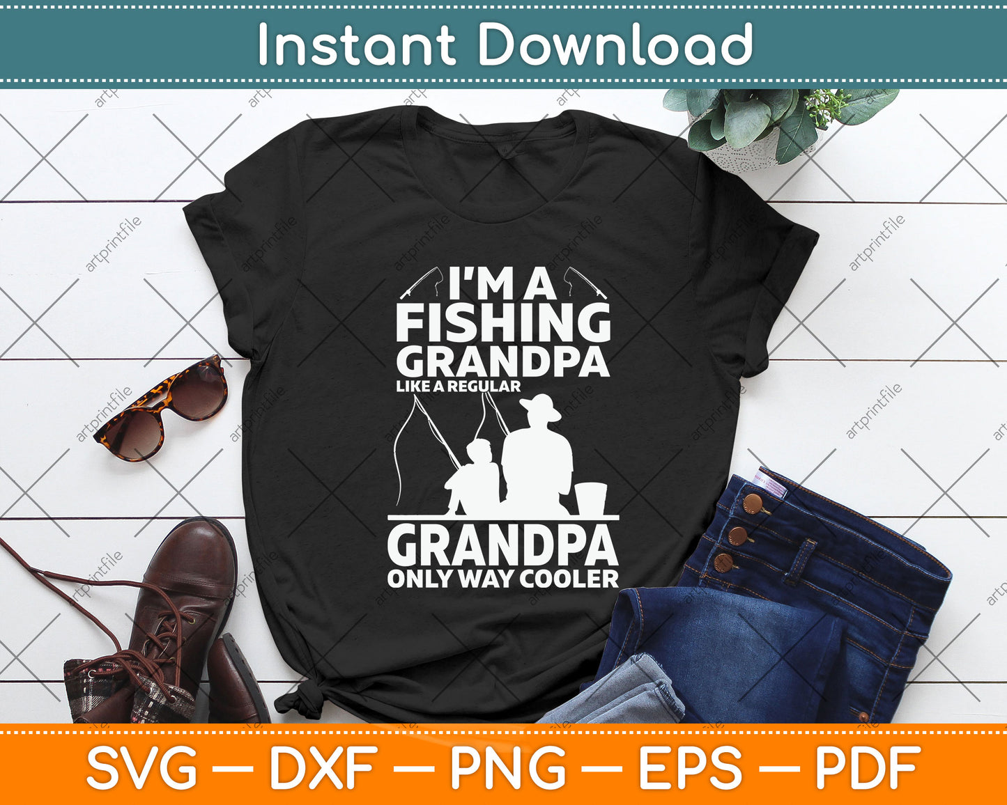 Fishing Grandpa Like Regular Grandpa Svg Png Dxf Digital Cutting File