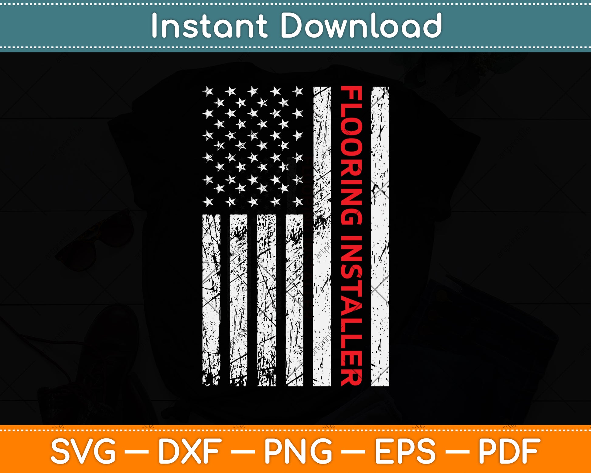 American Flag Flooring Installer Contractor Svg Png Dxf Digital Cutting File