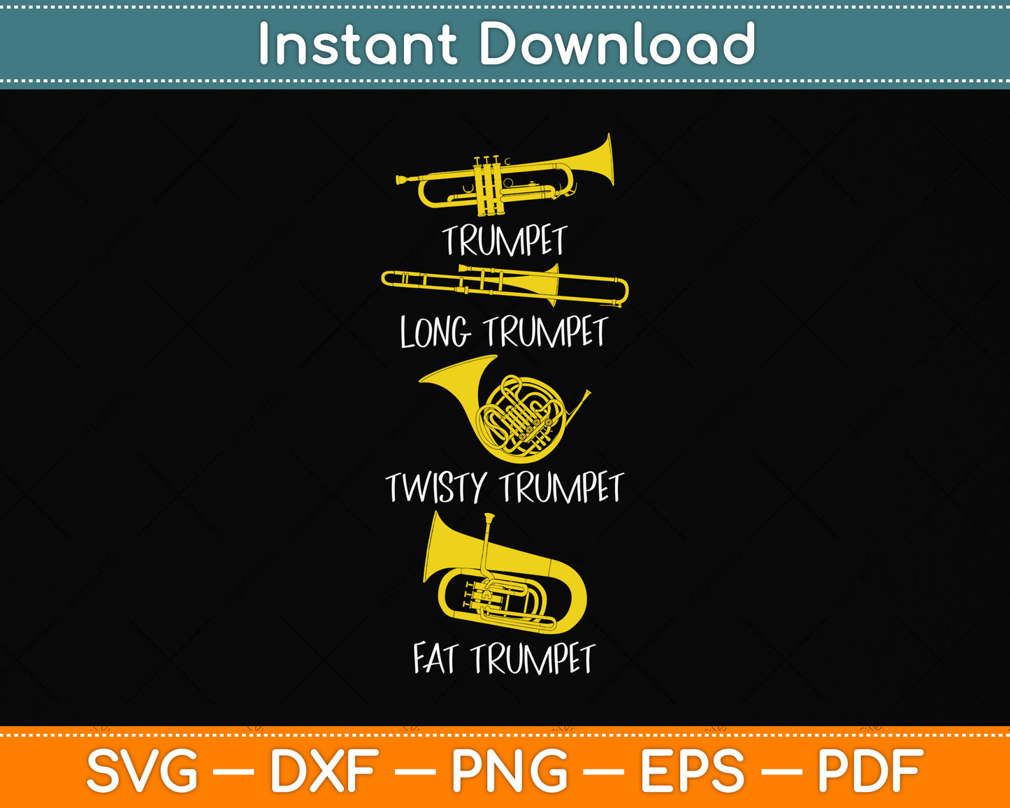 Funny Types of Trumpet Player Svg Png Dxf Digital Cutting File