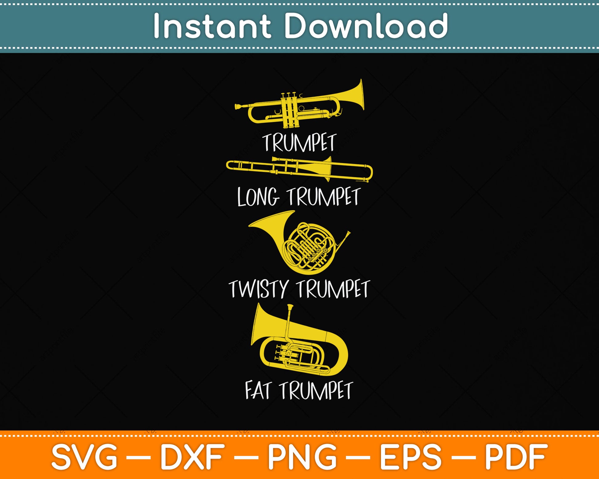 Funny Types of Trumpet Player Svg Png Dxf Digital Cutting File