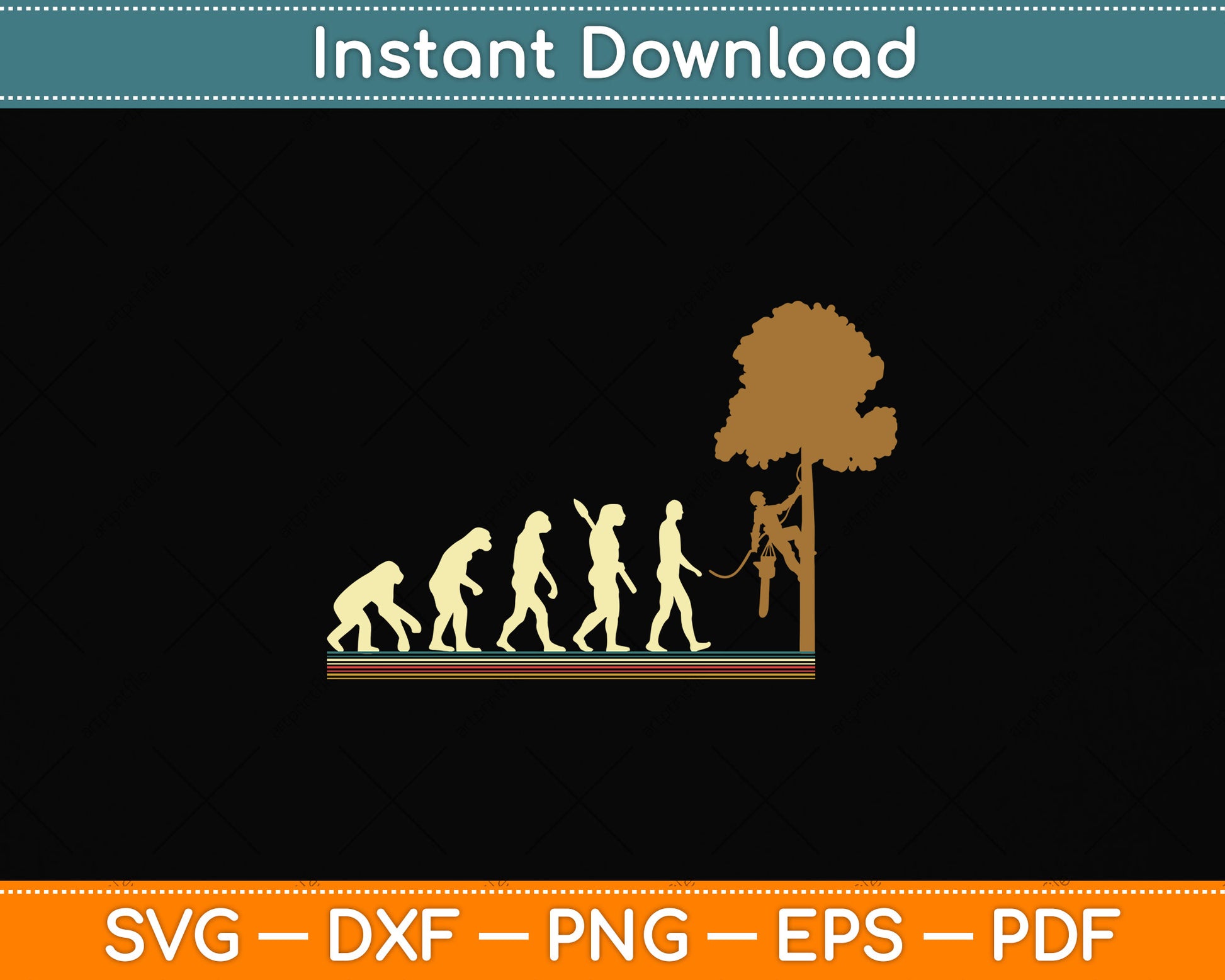 Funny Arborist Evolution Svg Png Dxf Digital Cutting File