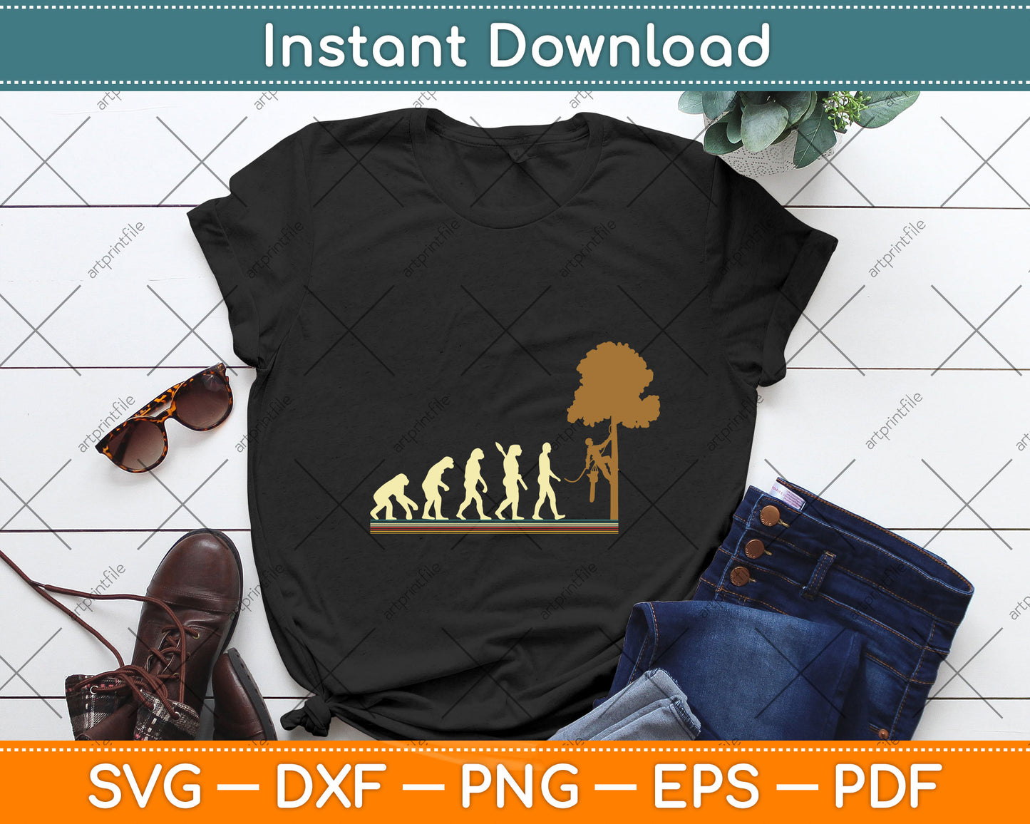 Funny Arborist Evolution Svg Png Dxf Digital Cutting File