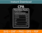 Funny CPA Certified Public Accountant Nutritional Facts Svg Png Dxf Cutting File