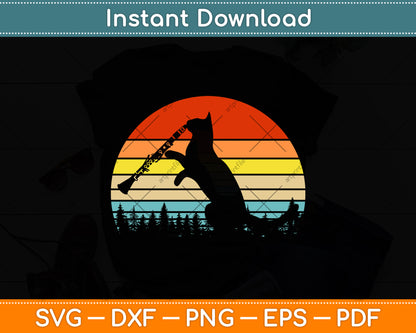 Funny Clarinet Cat Clarinet Player Musician Retro Vintage Svg Png Dxf Digital Cutting File