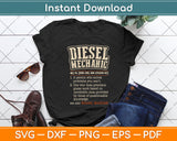 Funny Diesel Mechanic Meaning Svg Png Dxf Digital Cutting File