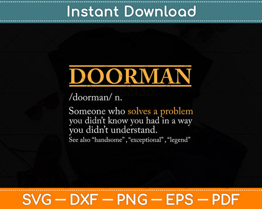 Funny Doorman Definition Birthday Svg Png Dxf Digital Cutting File