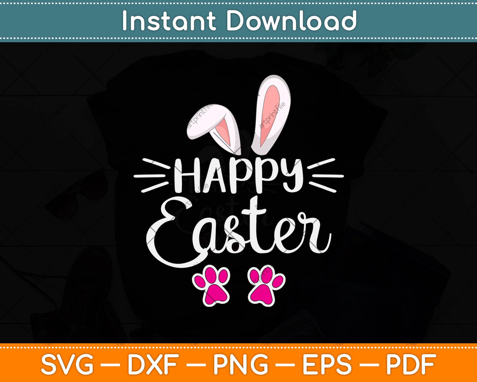 Funny Happy Easter Three Bunny Svg Png Dxf Digital Cutting File