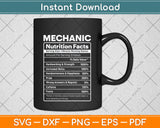 Funny Mechanic Nutrition Facts Svg Png Dxf Digital Cutting File