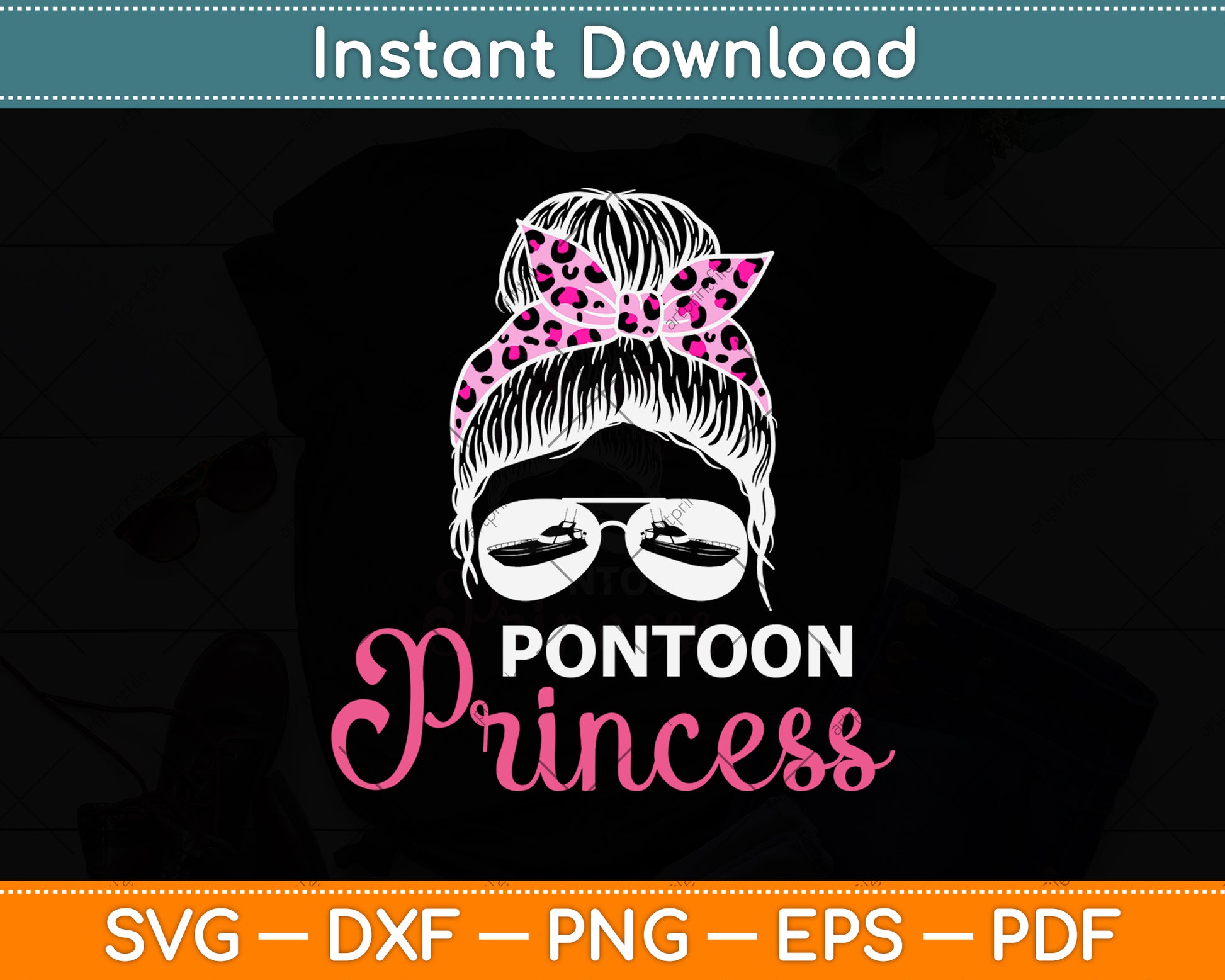 Funny Pontoon Princess Svg Png Dxf Digital Cutting File