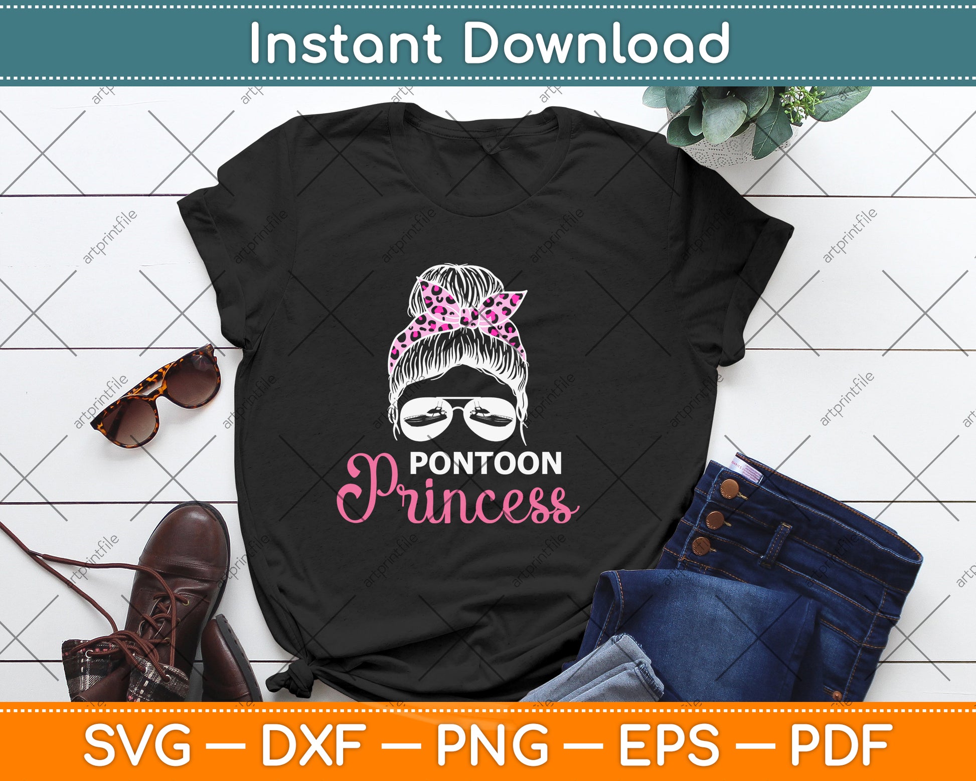 Funny Pontoon Princess Svg Png Dxf Digital Cutting File