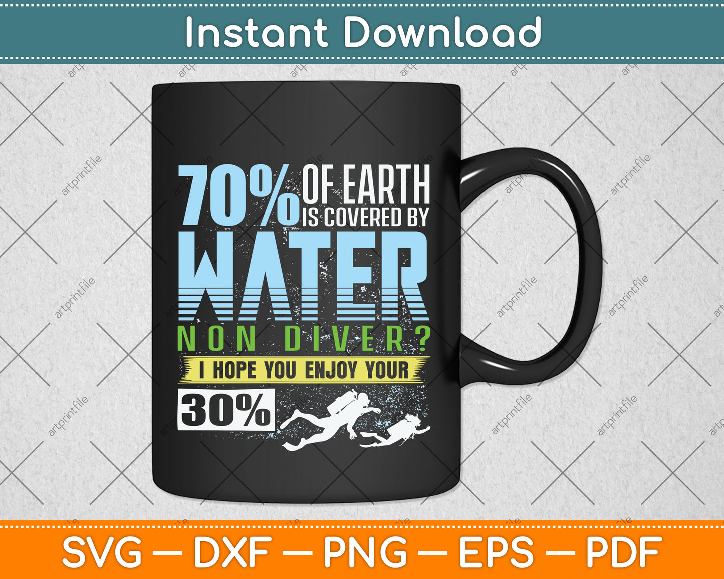Funny Scuba Diving Svg Png Dxf Digital Cutting File