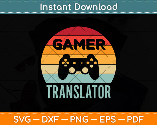 Gamer Translator Vintage 60s 70s Gaming Svg Png Dxf Digital Cutting File