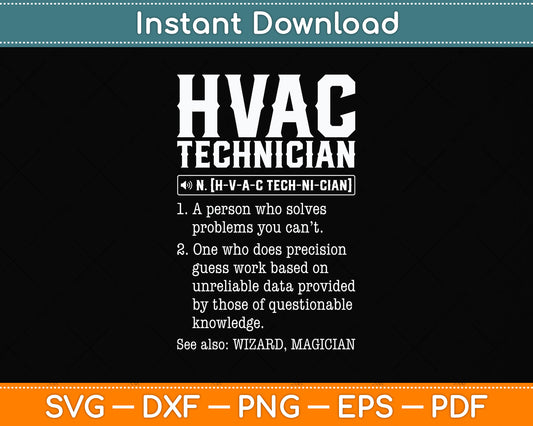 HVAC Technician Definition Vintage HVAC Tech AC Repairman Svg Digital Cutting File