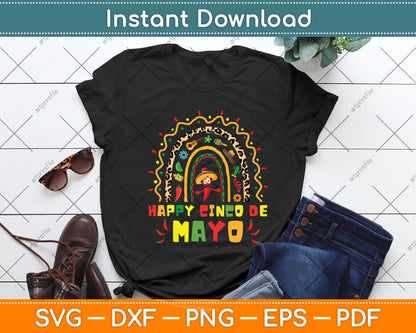 Happy Cinco De Mayo Cute Rainbow Svg Png Dxf Digital Cutting File