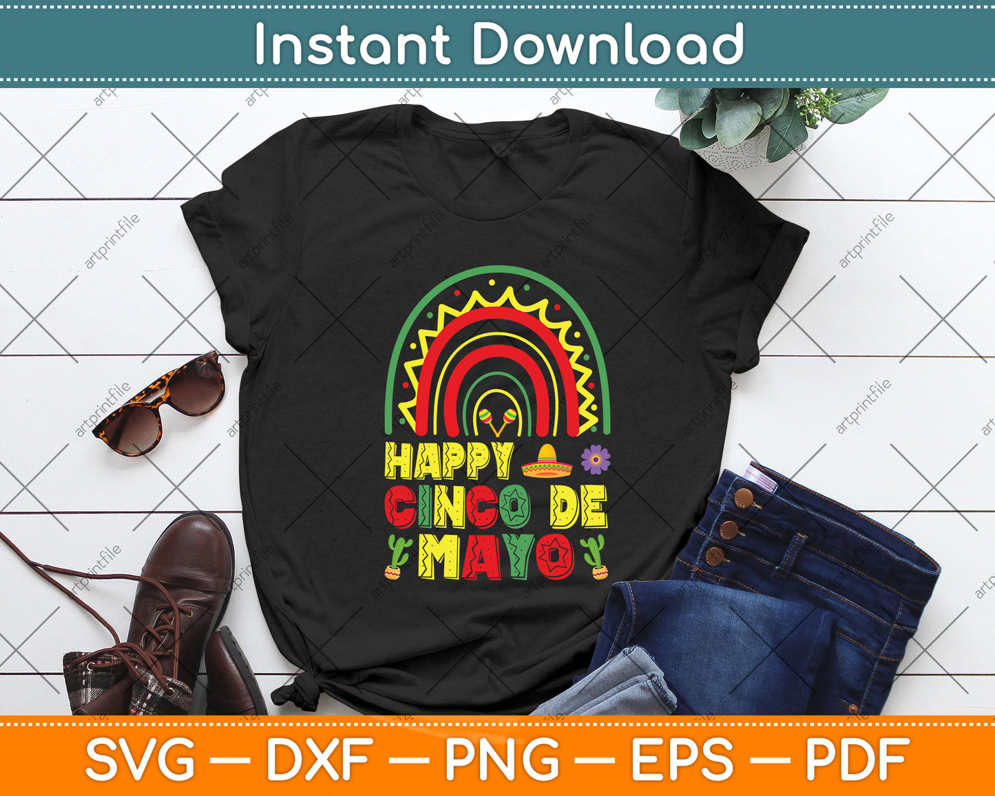 Happy Cinco De Mayo Svg Png Dxf Digital Cutting File