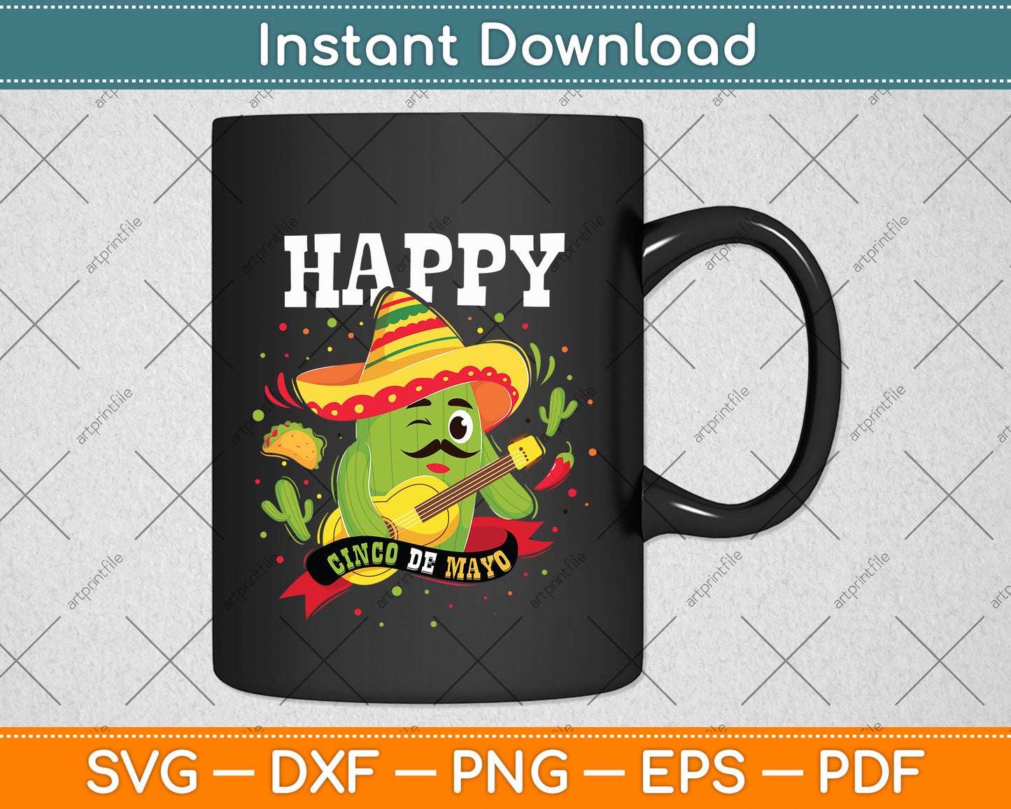 Happy Cinco de Mayo Dabbing Svg Png Dxf Digital Cutting File