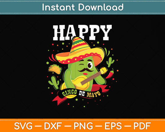 Happy Cinco de Mayo Dabbing Svg Png Dxf Digital Cutting File