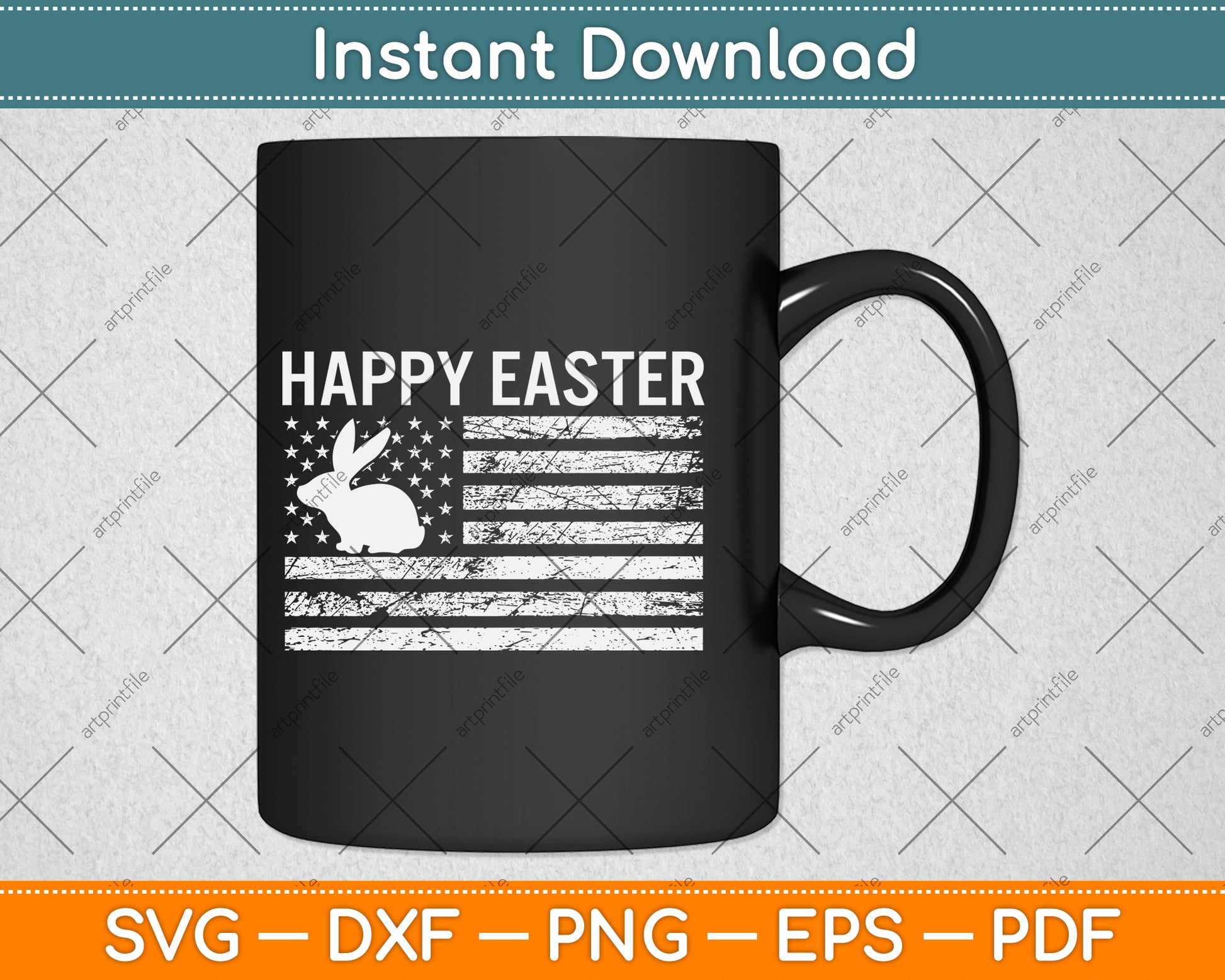 Happy Easter Bunny American Flag Svg Png Dxf Digital Cutting File