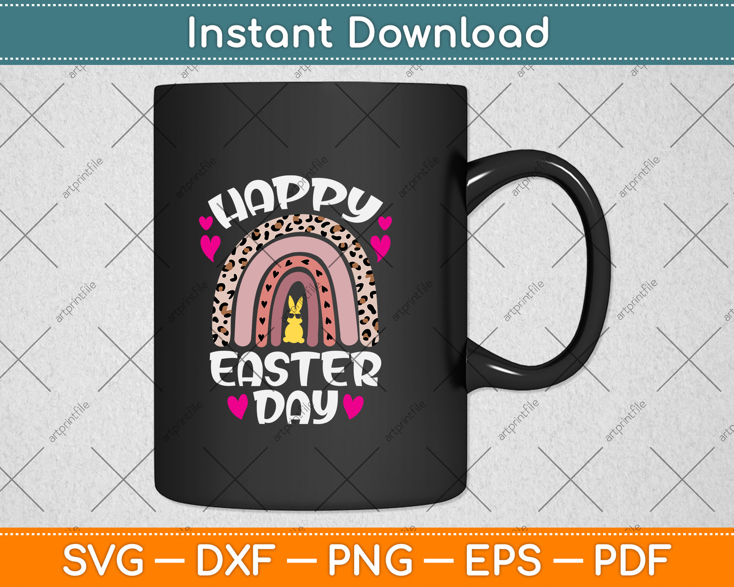 Happy Easter Day Rainbow Svg Png Dxf Digital Cutting File