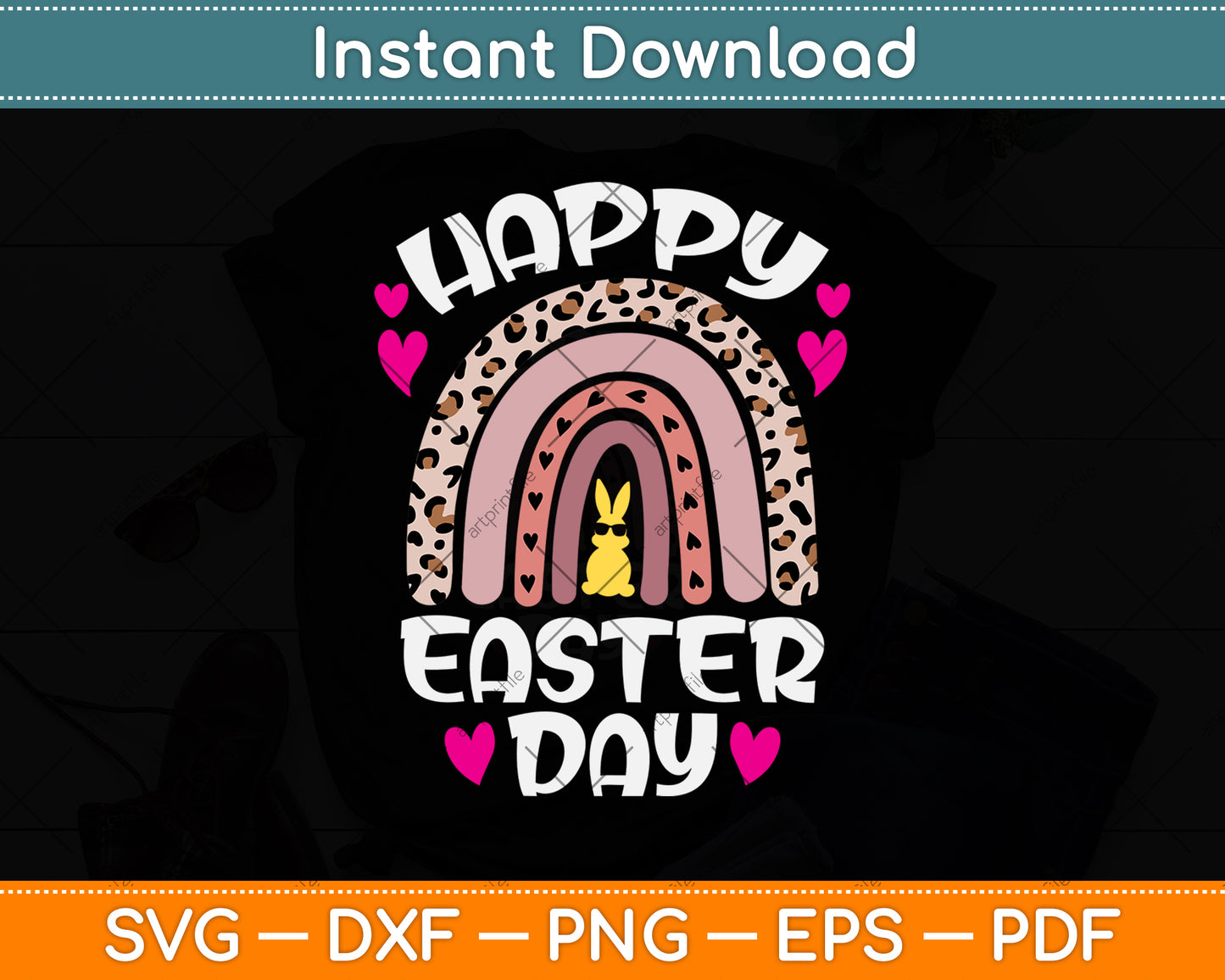 Happy Easter Day Rainbow Svg Png Dxf Digital Cutting File