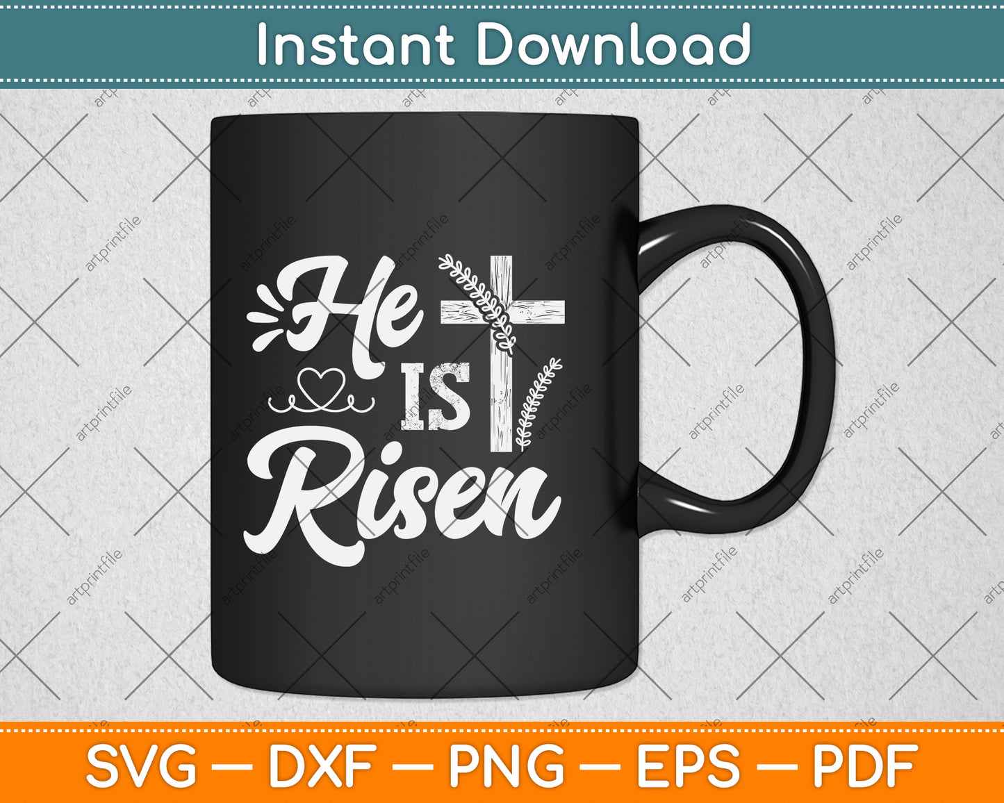 He Is Risen Christian Gifts Happy Easter Svg Png Dxf Digital Cutting File
