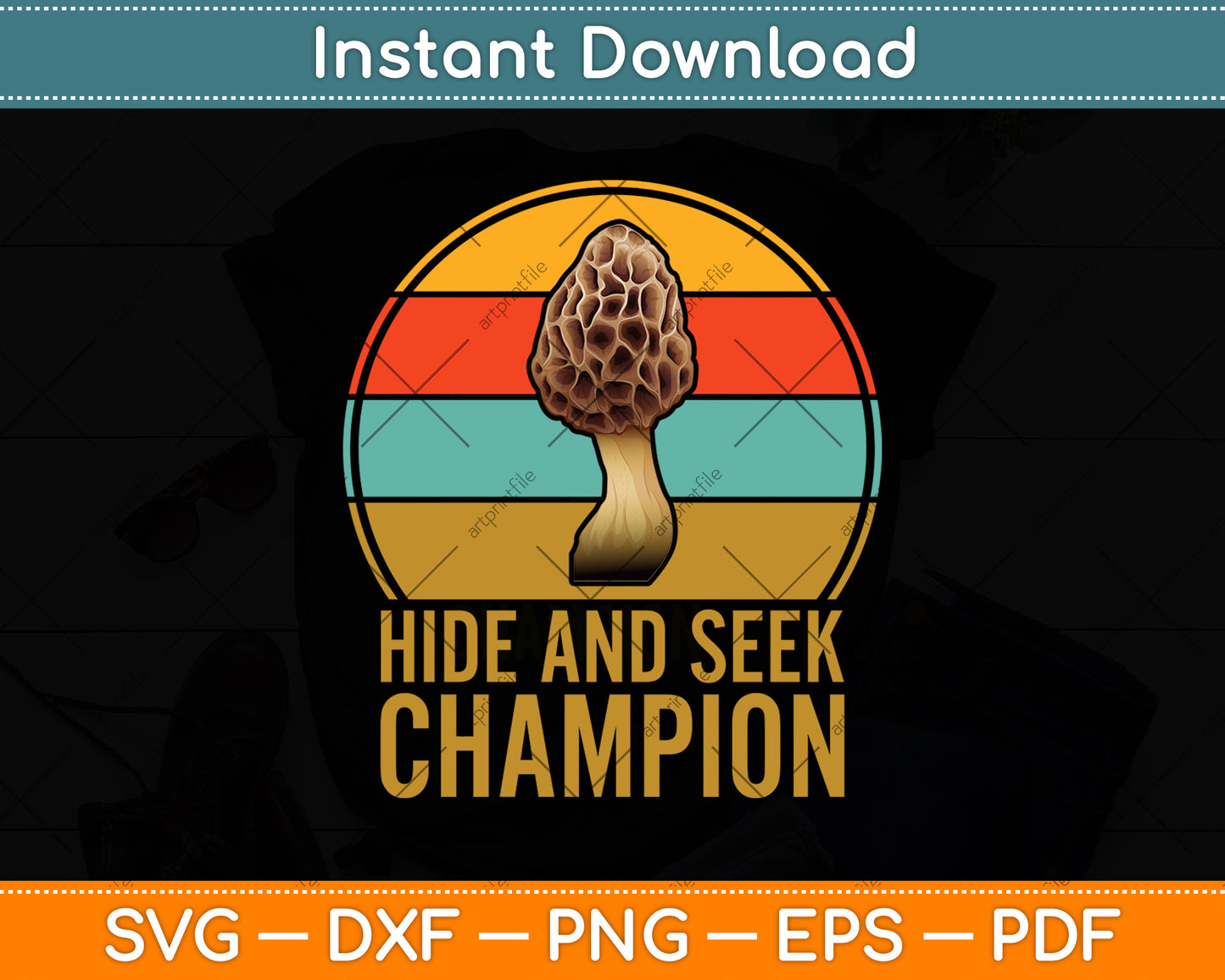 Hide And Seek Champion Vintage Morel Hunting Mushroom Svg Png Dxf Cutting File