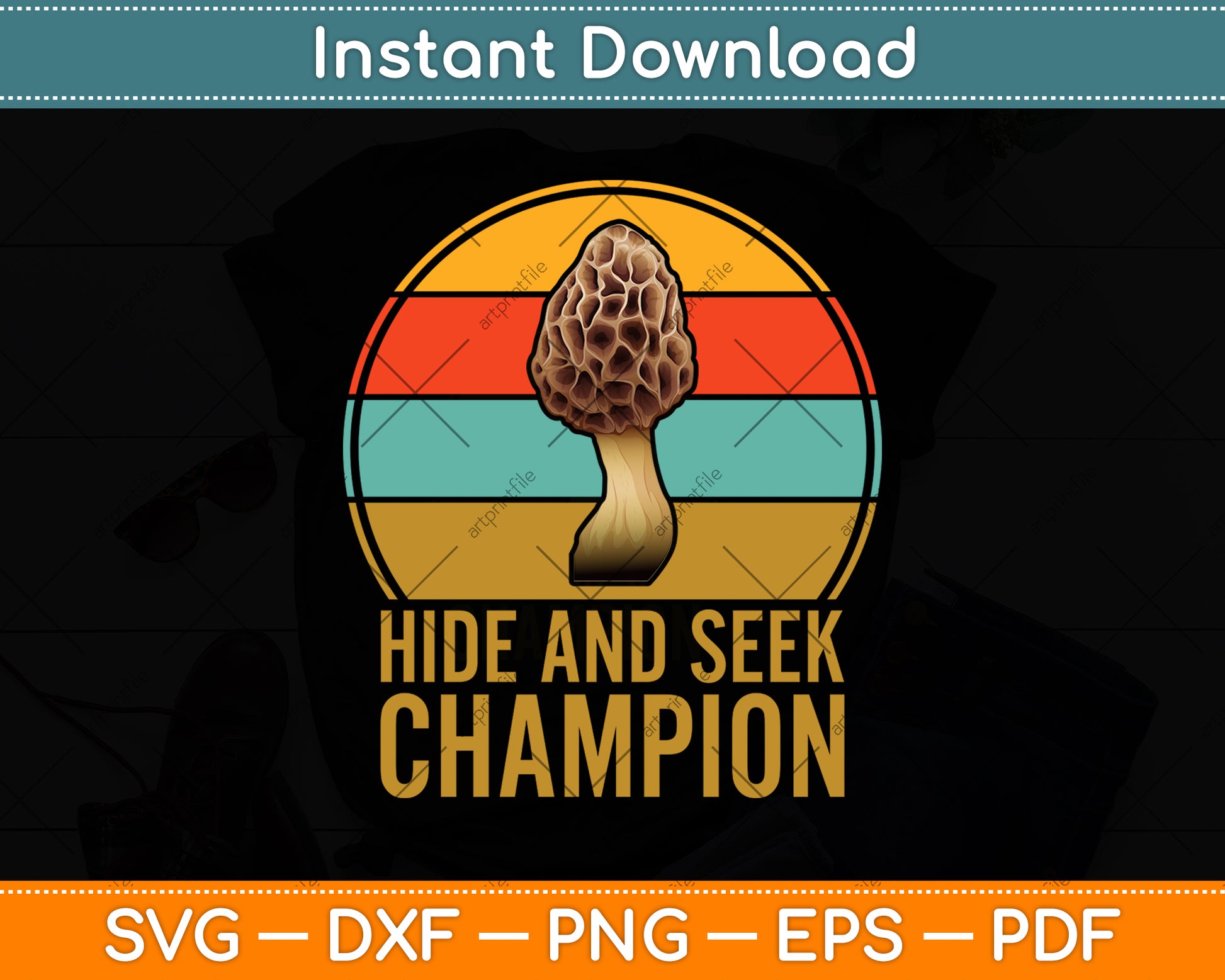 Hide And Seek Champion Vintage Morel Hunting Mushroom Svg Png Dxf Cutting File