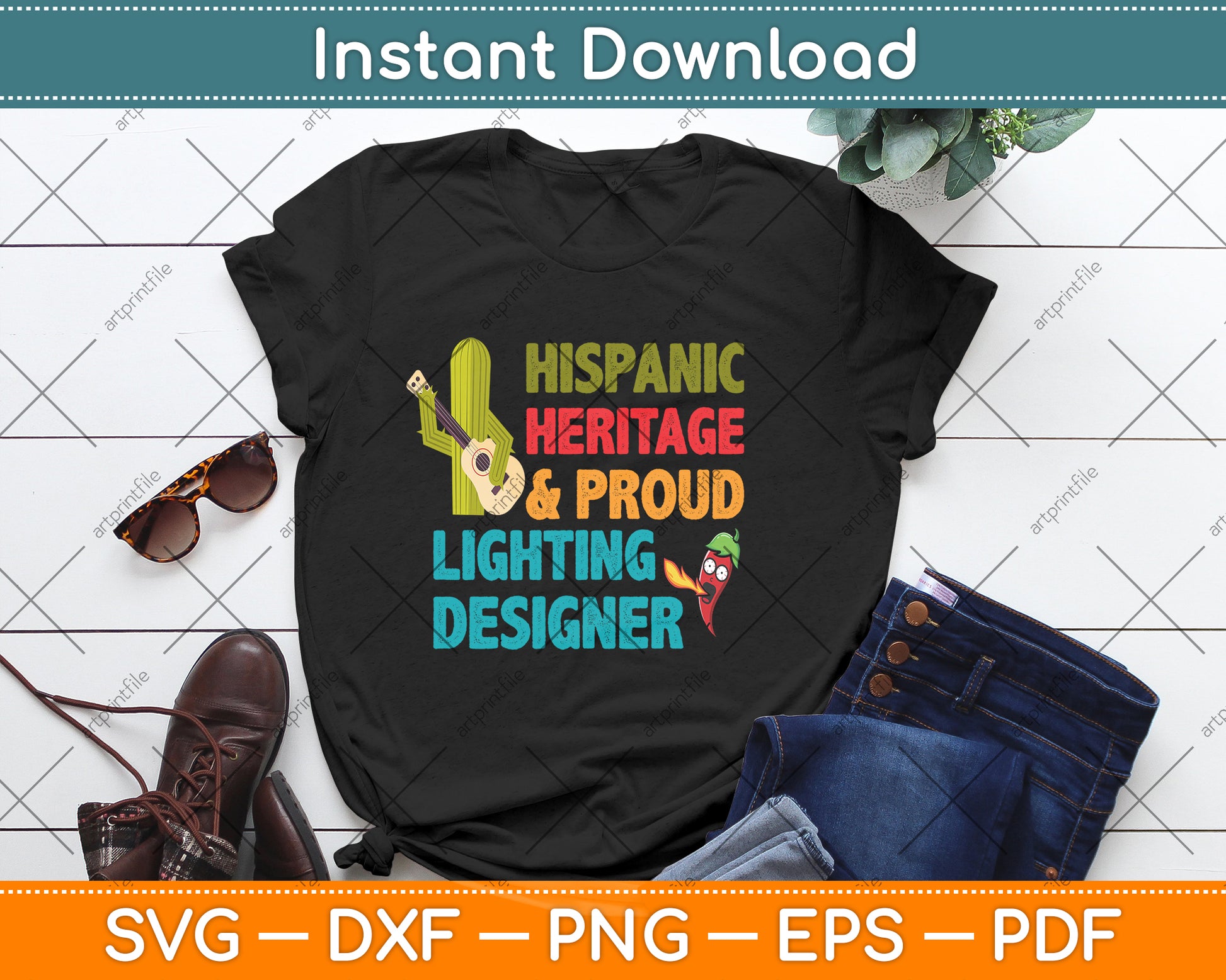 Hispanic Heritage & Proud Lighting Designer Svg Png Dxf Digital Cutting File