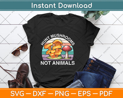 Hunt Mushrooms Not Animals Vintage Svg Png Dxf Digital Cutting File
