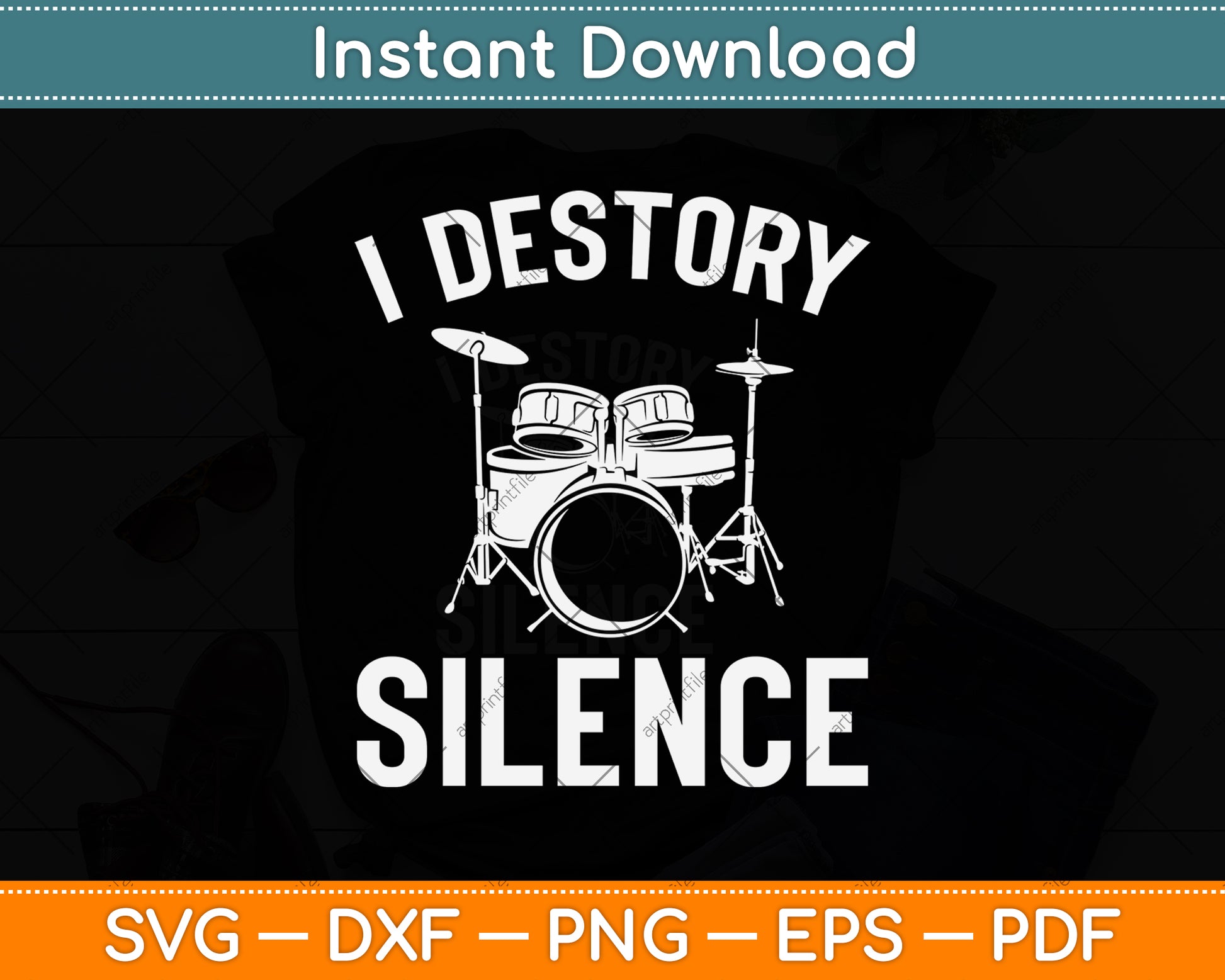 I Destroy Silence - Trombonist Trombone Player Svg Png Dxf Digital Cutting File