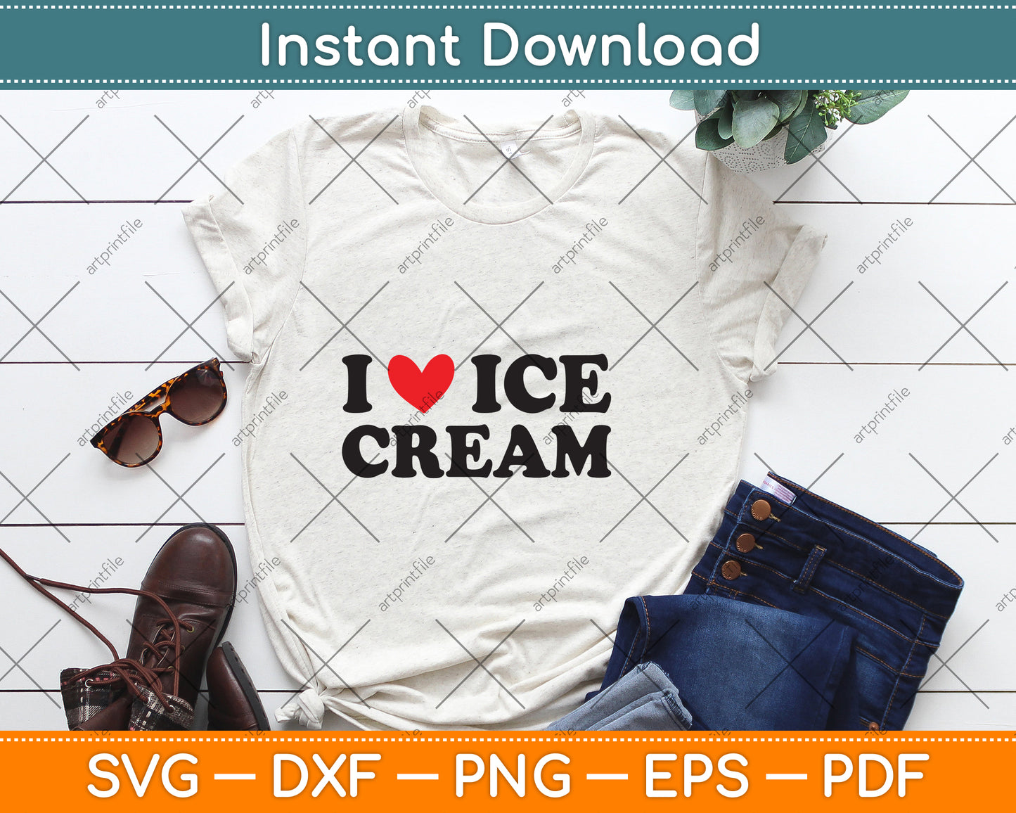 I Love Ice Cream Svg Png Dxf Digital Cutting File