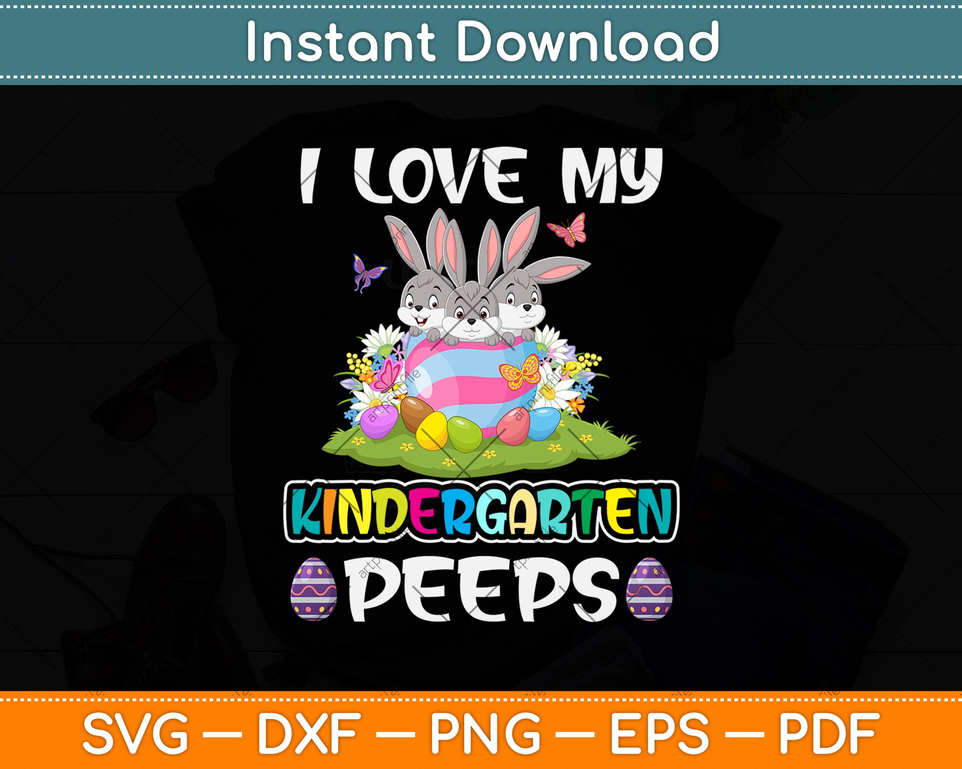 I Love My Kindergarten Easter Eggs Happy Easter Day Svg Png Dxf Digital Cutting File