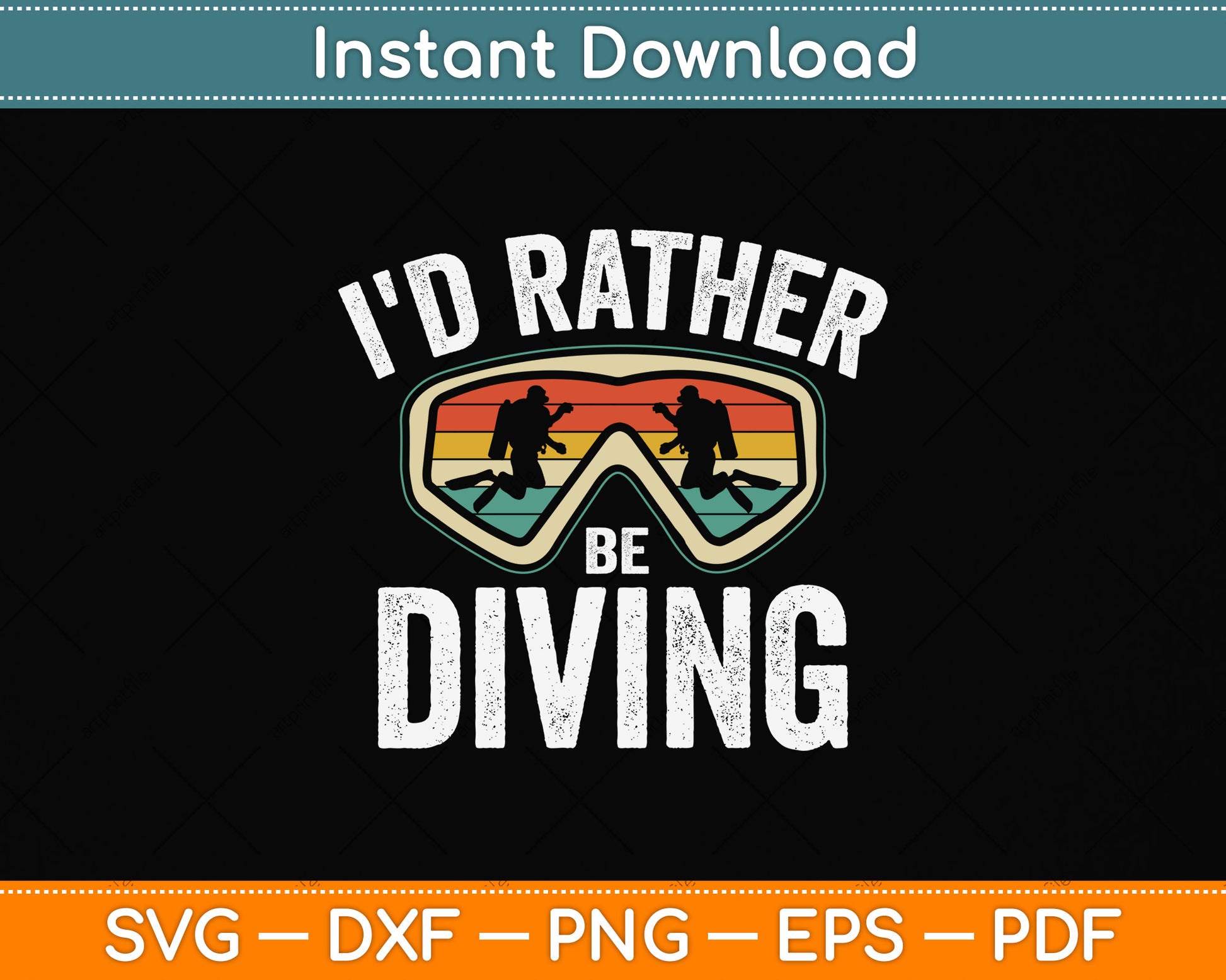 I'd Rather Be Diving Svg Png Dxf Digital Cutting File