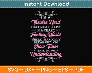 I'm A Theatre Nerd Funny Svg Png Dxf Digital Cutting File