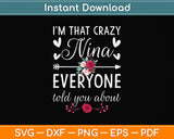 I'm That Crazy Nina Everyone Told You About Mother's Day Svg Digital Cutting File